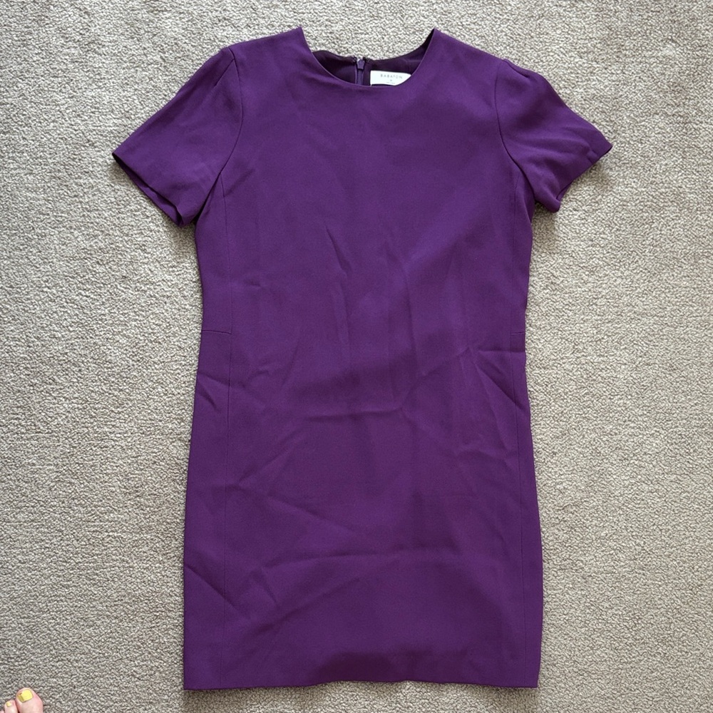 Babaton Plum Short Sleeve Sheath Dress